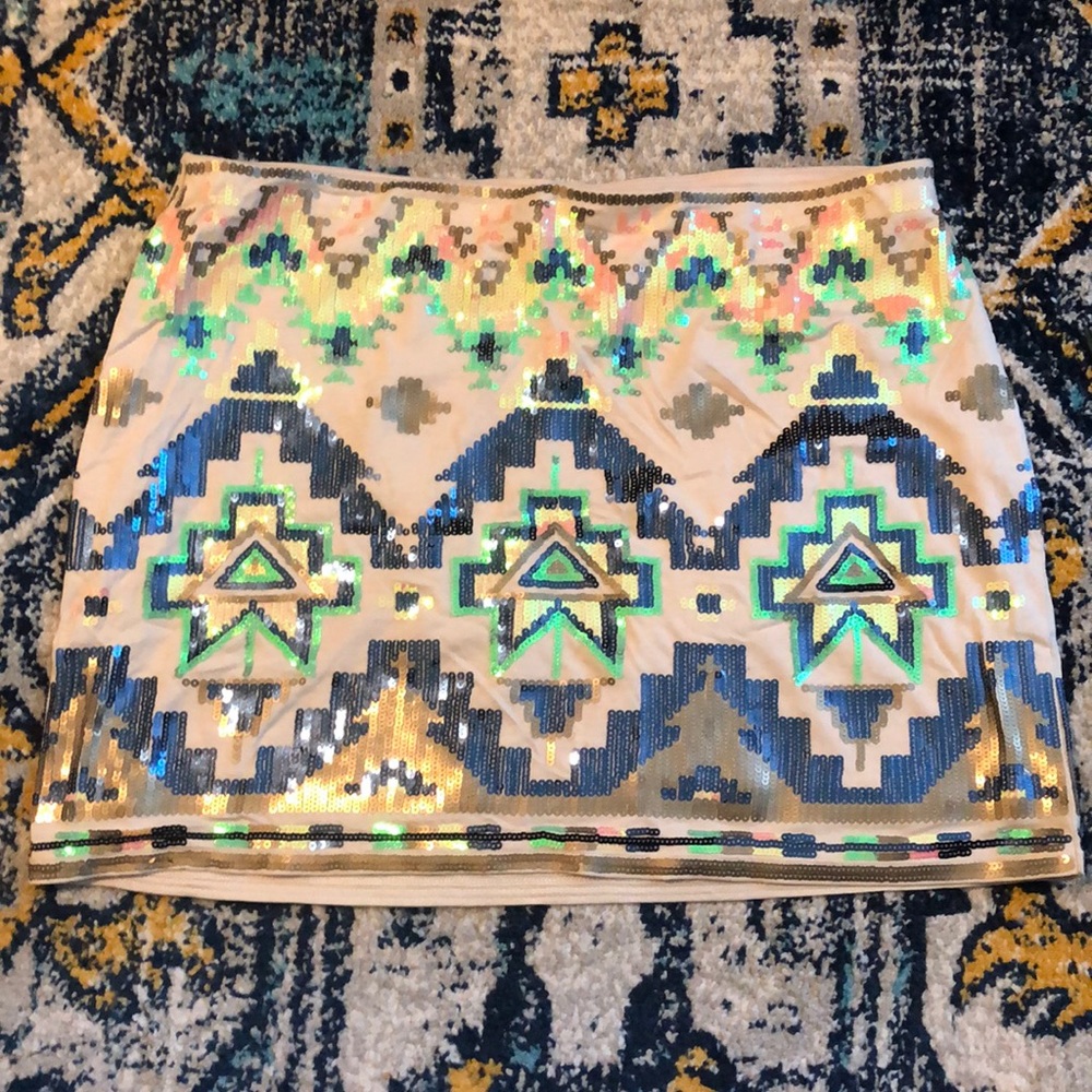 Express tribal multicolored mini skirt